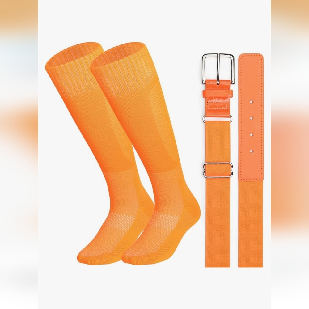 Orange Youth Baseball/Softball Sock And Belt Combo (Also Great For Hunting)